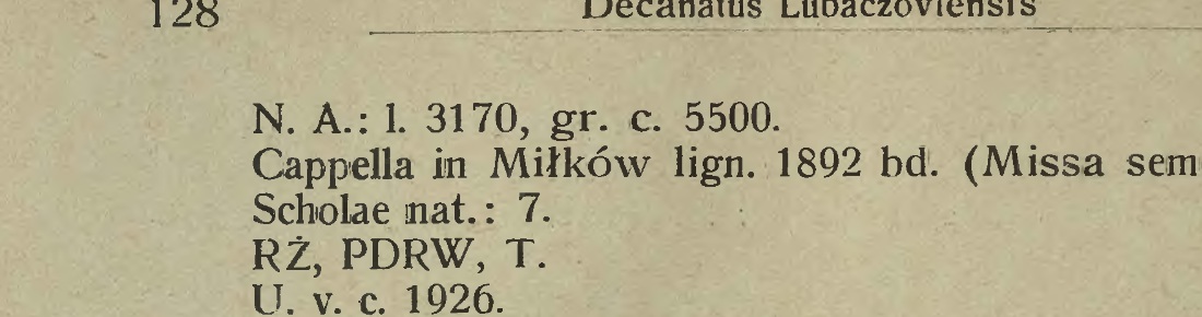 Zapis o drewnianej kaplicy w Mi�kowie w schematyzmie z 1936 roku