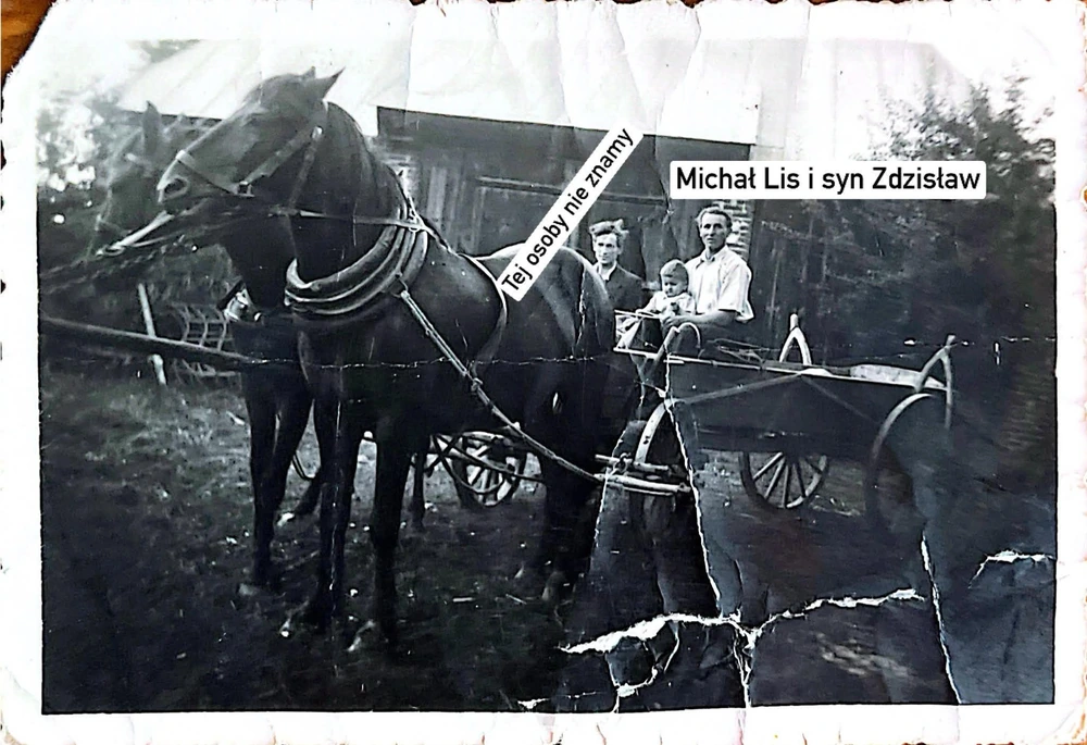 Rodzina Józefa Gancarza - sąsiada Michała Lisa na zdjeciu poniżej, u góry Michał Lis z synem Zdzisławem